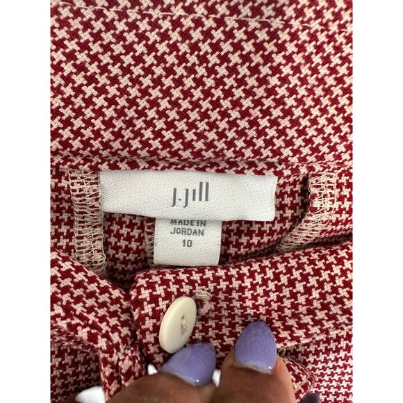 J. Jill Red Gingham Office Career Work Office Cropped Trouser Pants Size 10 - Picture 2 of 13